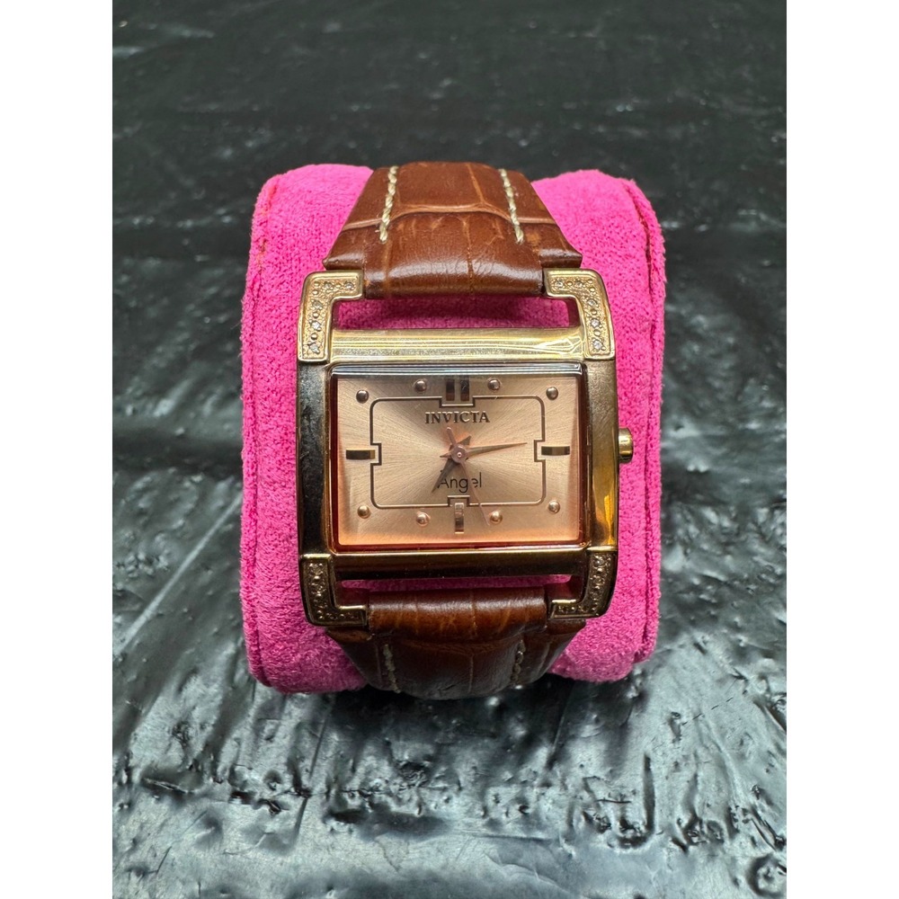 Invicta Angel Lady 0587 Women's Quartz Watch 30mm‎ Stainless Steel Leather Band